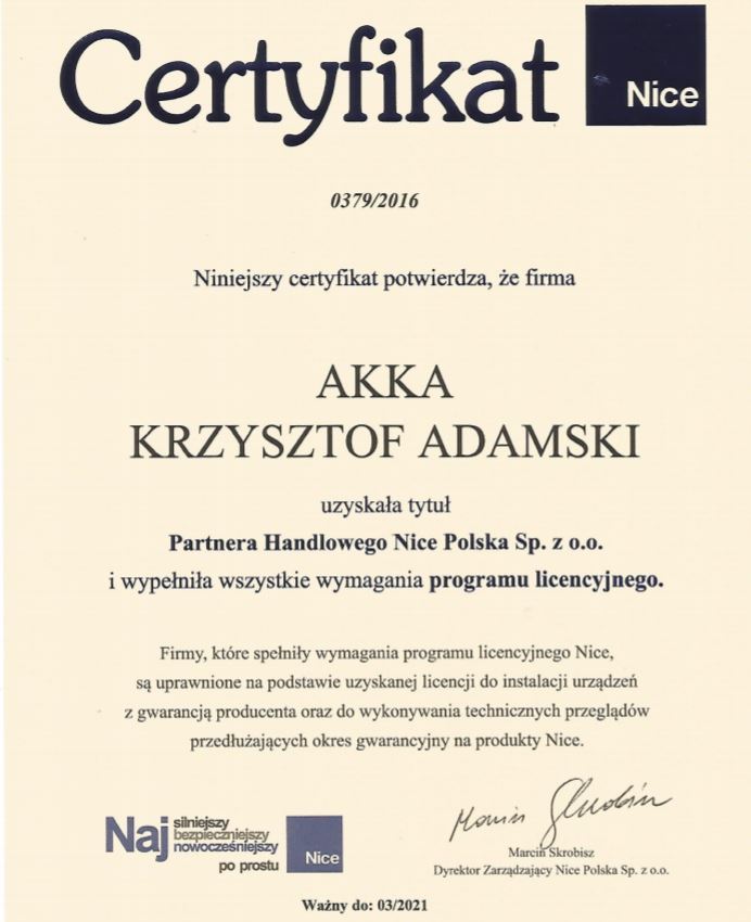 Certyfikat partnera NICE